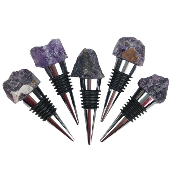 Amethyst stone wine topper crystal quartz silver wine stopper rough cut gift - Picture 3 of 6